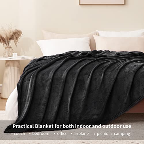 Aisbo Kuscheldecke Flauschig 230x270cm - Warme Wohndecke Schwarz – Bild 2