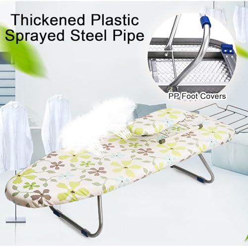 LXRHLIKG Tabletop Ironing Board, 35"×12"×7" Folding Portable Ironing Boards with Mesh Metal Base & 100% Cotton Cover (Color : Blue) - Image 2