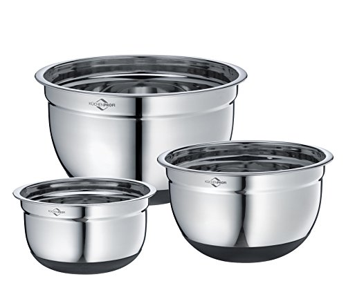 Küchenprofi Kuchenprofi Tigela de mistura de silicone antiderrapante de aço inoxidável, 1,3 l