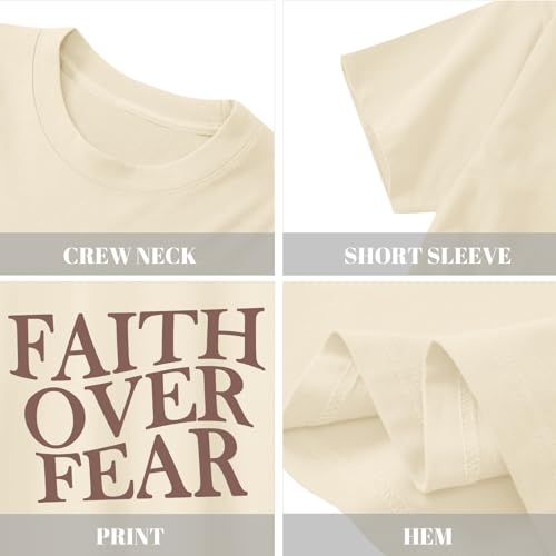 Image of Girls Faith Over Fear Christian Shirts for Kids Jesus God Bible Verse Religious Tshirt Cute Preppy Graphic Tees Tops