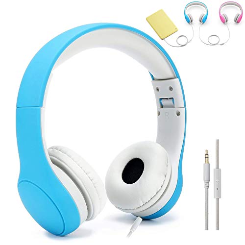 KPTEC [Volume Limited] Kids Safety Foldable On-Ear Headphones with Mic, Volume Controlled at
