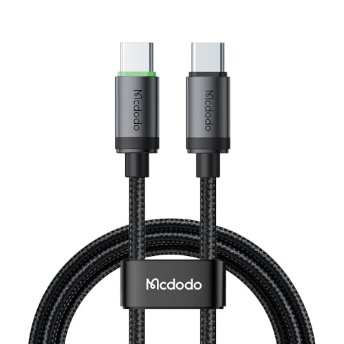 Image of Mcdodo 60W Type C to Type C Fast Charging Cable with LED Indicator, Nylon Braided USB C PD Data Cable, Aluminum Alloy, CarPlay Support for iPhone 17 /16 /15 Series, Samsung, OnePlus, MacBook (1 Meter)