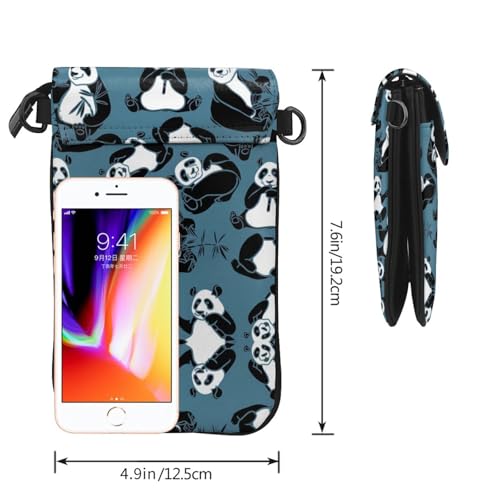 Sac à rabat en microfibre PU imprimé panda amusant pour smartphone - 4
