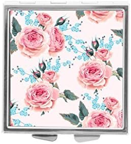 English Roses Silver Four Compartment Pocket Medical Pill Box Drug Tablet Medicine Storage Square Plastic Kit
