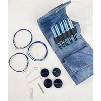 Lykke Set Di Ferri Da Maglia Circolari Intercambiabili In Legno - Punte Da 12,7 Cm, Misure US4-US17, Colore Blu Con Pelle Scamosciata Vegana - 2