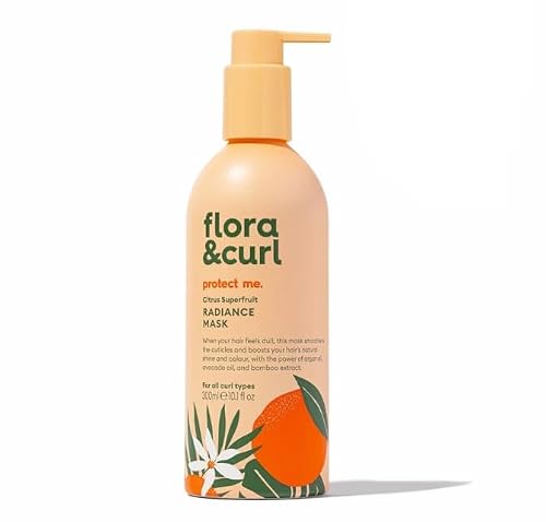 Image of Flora & Curl Citrus Superfruit Radiance Mask | Deep Conditioning Hair Mask with Avocado Oil, Mango Butter, Papaya Oil, Grapefruit, Argan Oil & Bamboo Leaf Extract | For All Curl Types | 300ml