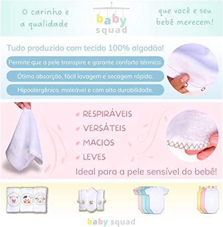 Kit 3 Fraldas De Pano Branca Com Bainha