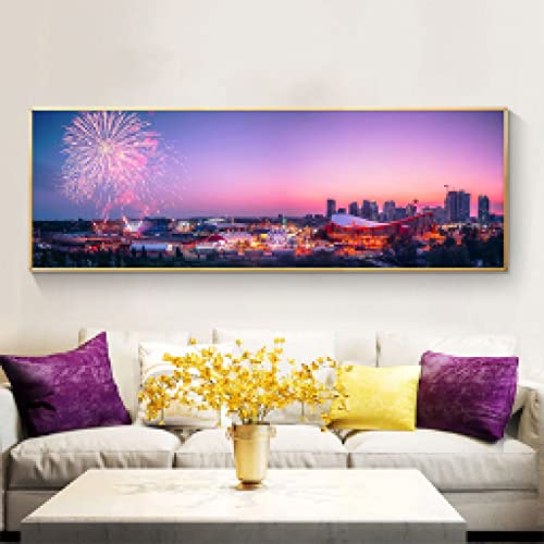Art print resort bateaux bâtiments affiche murale nuit 60 x 180 cm - 2