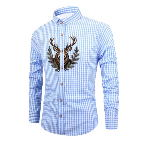 Chemise été homme respirante anti-plis à carreaux brodés chic