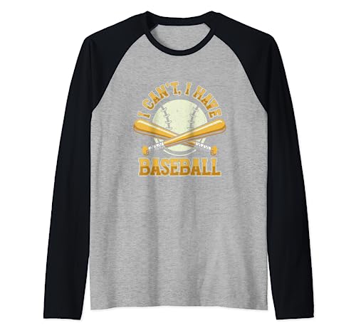 Funny I Can't I Have Baseball | Catcher Pitcher Batter Raglan Baseball Tee