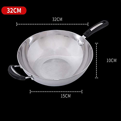Wok de acero inoxidable con tapa de vidrio templado 32 cm miniatura 2