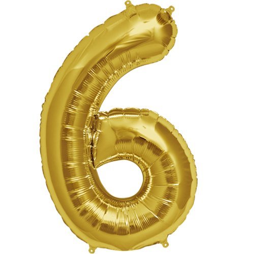 Image of GrandShop 50516 Six Number Foil Toy Balloon 17 inch Inch - Golden