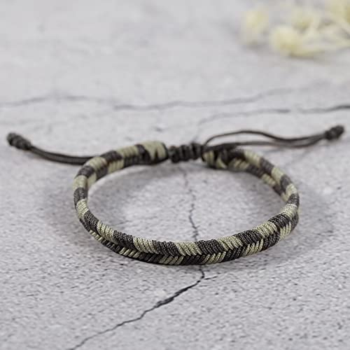 JENDEAR SHINE Braided Rope Bracelet for Men, Plaid Pattern Hand Braided Adjustable Nylon Bracelet, Birthday Friendship Gift for Men.3