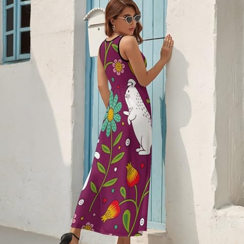 Robe longue d'été sans manches col V robe maxi décontractée chic pour femme active - 3
