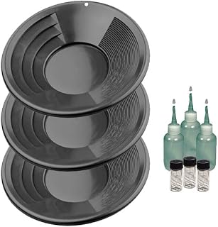 Sluice Monkey 3 Pack of 12 inch Black Gold Pans, Sniffers, Vials