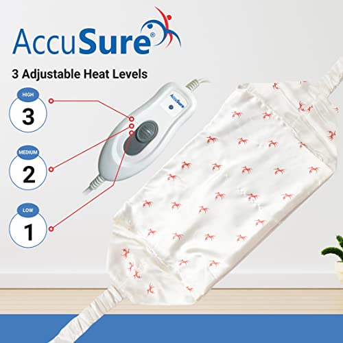 Image of AccuSure H3002 Heating Pad (33x24 cm) | Extra Large Size Electric Heat Pad for Back Pain & Period Pain Relief | Fast Heating | 3 Heat Settings | Reusable Pad for Men & Women | 2 Year Warranty | Unisex Use