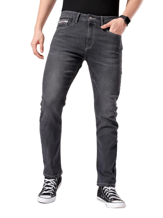 Image of The Indian Garage Co Men Slim Fit Solid Mid-Rise Stretchable Jeans
