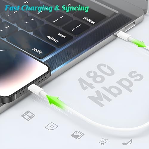 Image of USB C to Lightning Cable 2Pack 3FT Type C Charger Fast Charging Cord Compatible for Apple iPhone 14 /14 Pro /14Pro Max /13 /13 Pro /12 /12 Pro /11 /11 Pro /XR /XS /X /8 /8 Plus /7 /7 Plus Power Delivery Cord, White