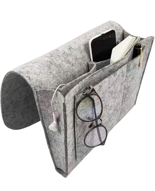 SHOPHOUSSES STREET Bedside Storage Organiser – Felt Bedside Pocket with Water Bottle Holder | Sofa & Bedside Storage Bag for Remote, Glasses, Earphones, Books & Essentials-image-45