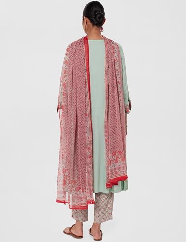 Image of BIBA Women Rayon Viscose Gathered Solid Suit Set