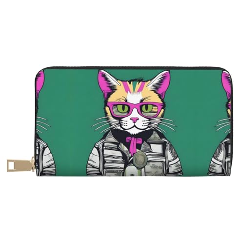 Monedero de mano con pajarita y diseño de gato para móvil y llaves