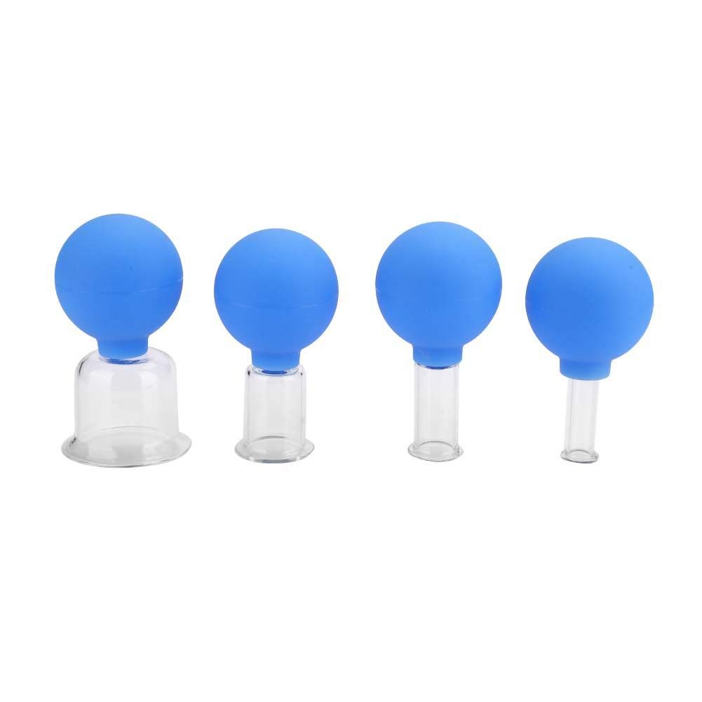 FOOJo 4pcs / Box Vakuum-Schröpftherapie-Sets, Silikonglas-Körpermassage-Schröpfbecher zur Schmerzlinderung bei Müdigkeit, Anti-Cellulite-Saugkörper-Entspannungsmassagegerät