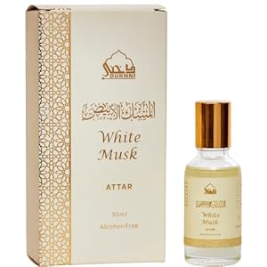 White Musk Attar Oil by Dukhni | 30ml roll on Perfume | Islamic Gifts | Pure White Musk Perfume Oil | Long Lasting musky attar roll on for Everyday wear | Travel Size itar for Men & Women
