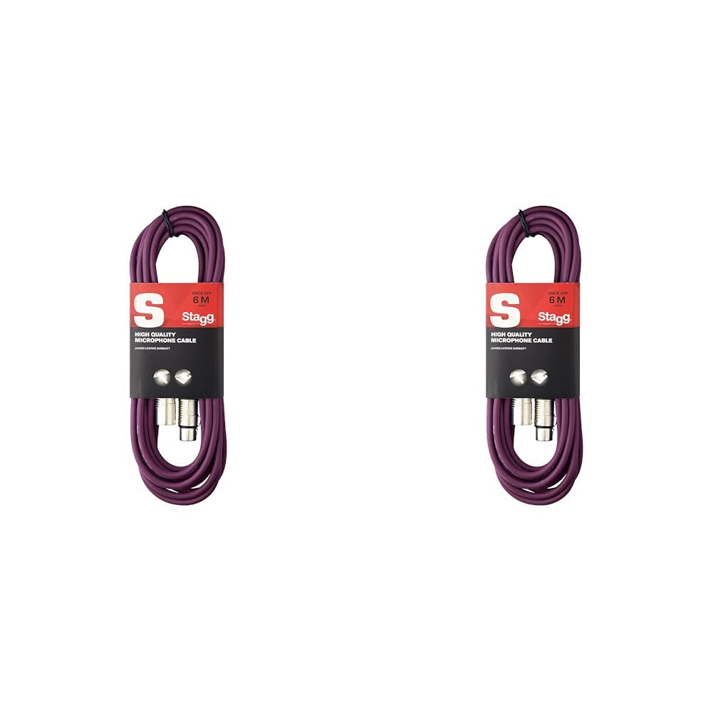 Stagg SMC6 CPP 6 m XLR to XLR Microphone Cable - Purple (Pack of 2), 6m (Pack of 2)