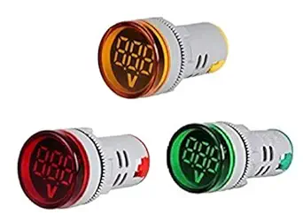 Microtail Direct AC 60-500V Digital Voltmeter LED Indicator Lamp Round Signal Light (Red-Yellow-Green) Combo