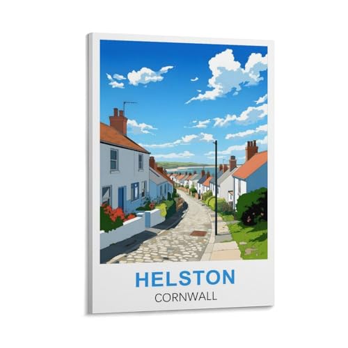 Impression sur toile moderne Cornwall Dianheng 60 x 90 cm, affiche de voyage vintage premium