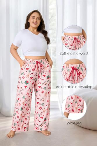 Image of FLYCURVY Plus Size Women Pajama Pants with Pocket L-5XL