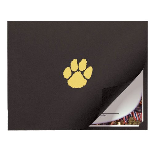 Black Linen Folder with Gold Paw - Set of 25