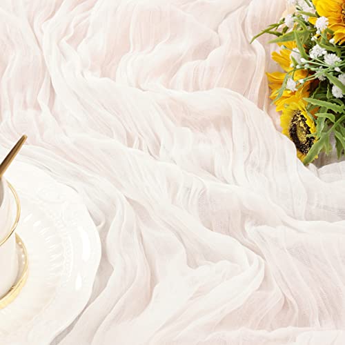 Socomi Cheesecloth Table Runner 10Ft Gauze Boho Rustic Ivory White Cheese Cloth Table Runner For Wedding Bridal Shower Summer Decoration #TOP3