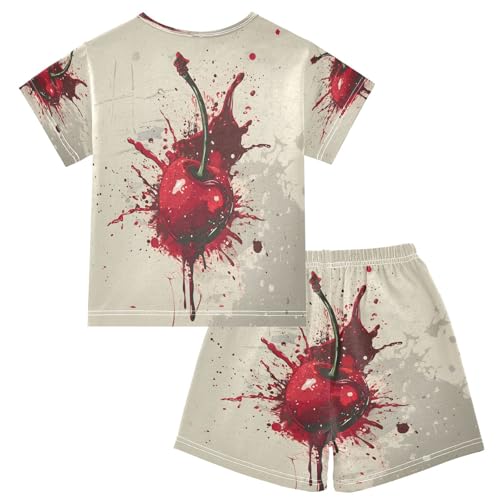 senya Short Sleeve Pajamas Sets Summer Cotton Sleepwear Graffiti Style Cherry2