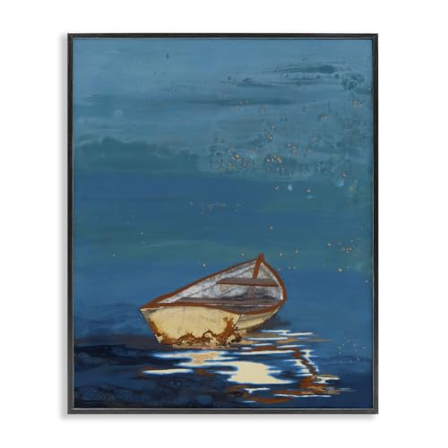 Single Boat Ocean Surface Collage, 24 x 30 Inch Framed Giclée Print