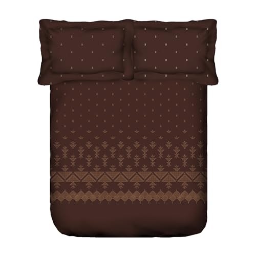 Image of MYTRIDENT Sanskriti Cotton Bedsheet for Double Bed, Gifting Collection King Size - Phulkari Brown
