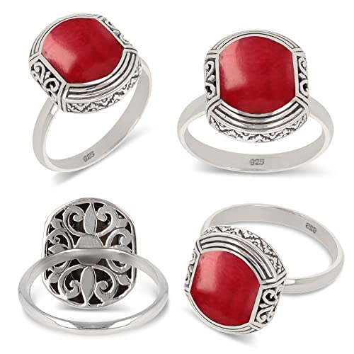 Aden - Anello etnico corallo in argento 925 e