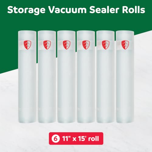 Image of FoodSaver Vacuum Sealer Rolls, 6 Pack 11 inch x 15' Rolls (90 Total Feet), BPA-Free Custom Size Storage Bags for Food, Sous Vide, and Meal Prep