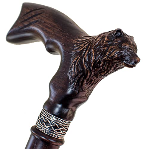 Fancy Hand-Carved Walking Cane for Men - Grizzly Bear - Stylish Men's Wood Cane Fashionable Walking Stick Fancy Hand-Carved Walking Cane for Men - Grizzly Bear - Stylish Men's Wood Cane Fashionable Walking Stick