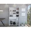 FM FURNITURE Venice Pantry Kitchen Cabinet, with Three Enclosed Shelves, and Two Open Shelves