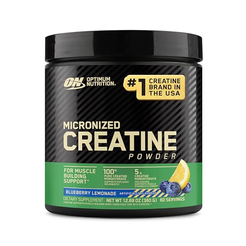 Optimum Nutrition Micronized Creatine Monohydrate Powder, Blueberry Lemonade Creatine, 60 Servings,...