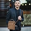 SPAHER Shoulder Bag Men Leather Handbag Messenger Messenger Bag Business Backpack Crossbody Casual Tote Sling Travel Bag Document Bag with Top-Handle and Adjustable Strap Large Size Brown #1