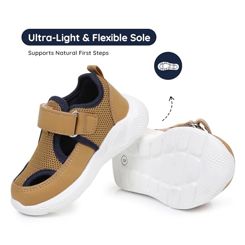 Image of Blikcon Infant & Toddler Boys and Girls Closed-Toe Sandals - Breathable Mesh First Walker Shoes with Adjustable Strap, Lightweight Non-Slip Summer Shoes for 6-24 Months