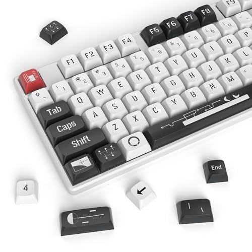 Image of PBT Keycaps XDA Profile Black & White Custom Keycaps Set for 61 /64 /68 /84 /87 /100 /104 MX Switches Mechanical Keyboard