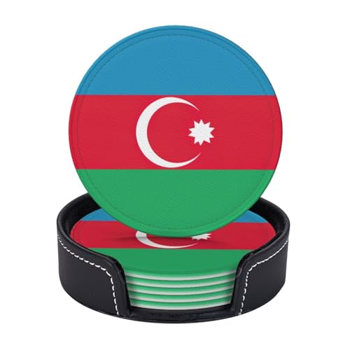Lot de 6 sous-verres avec drapeau de l'Azerbaïdjan pour décoration de maison, bureau, cuisine, table, salle à manger, bar