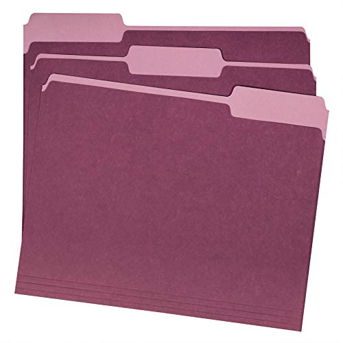 Amazon Basics File Folders, Letter Size, 1/3 Cut Tab, Burgundy, 36Pack