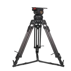 JoyFoto JP-V25T 40kg Heavy Duty Professional Tripod Carbon Fiber Video Film Camera Tripod Kit with Fluid Geared Head