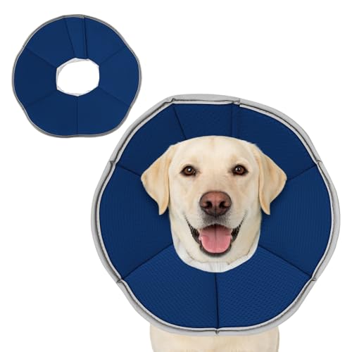 Image of MAXFUT Dog Cone Collar,Soft Cone for Dogs to Stop Licking After Surgery,Non Inflatable Dog Donut Cone (Blue, XXXL)