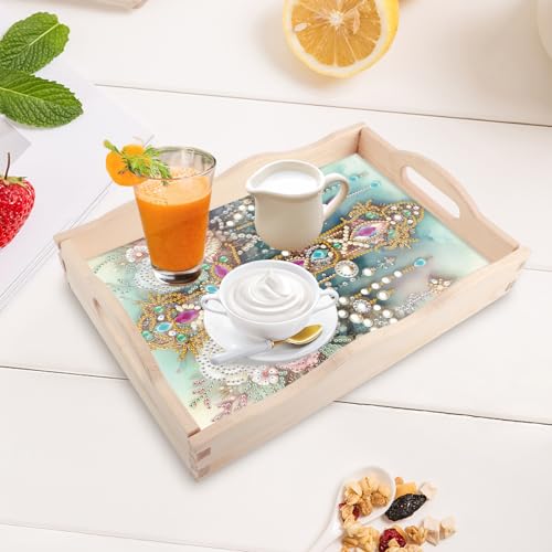 Image of AiYuanzsh DIY Cross Diamond Art Tray Organizer for Adults | Handmade Wooden, Mosaic Serving Tray Kit, Diamond Painting Trays with Lids, Living Room Home Organizer