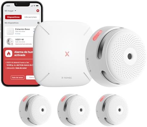 X-Sense Detector de Humo WiFi, Kit Base, Certificado EN 14604, FS31